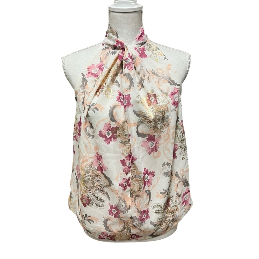 Loft‎ Shimmer Floral Twist Halter Top Size XS Romantic Cottagecore Coquette NWT